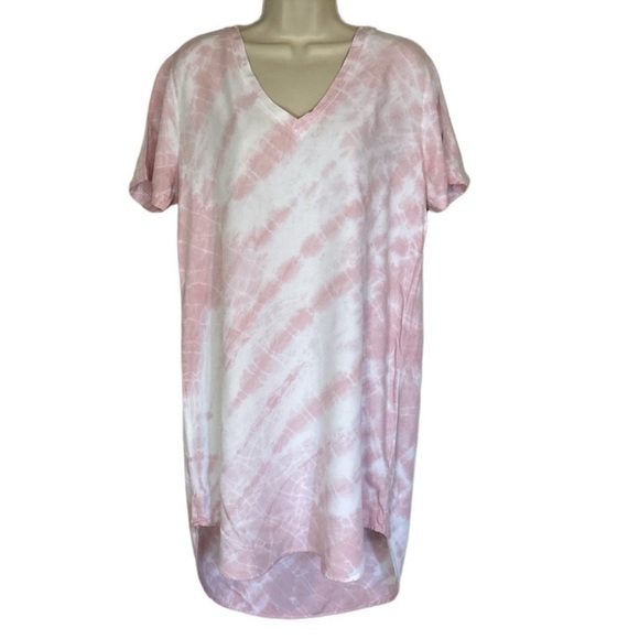 Cloth and Stone pink and white tie dye cover up/dress size L - Picture 2 of 7
